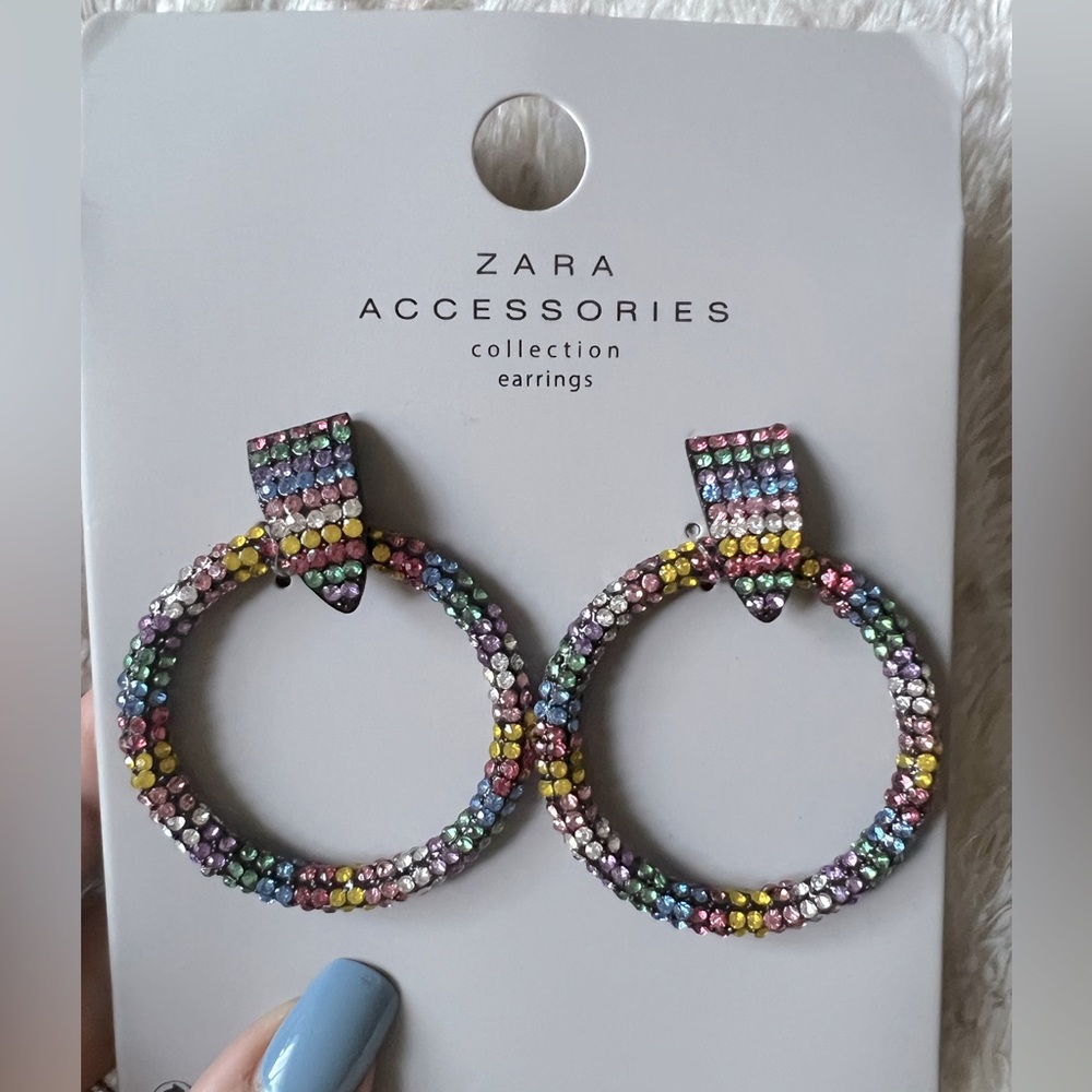 ZARA Accessories Collection Rhinestone Hoop Earrings - Picture 8 of 9